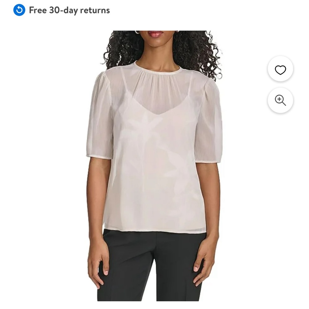 Calvin Klein Womens Floral Print Illusion Pullover Top